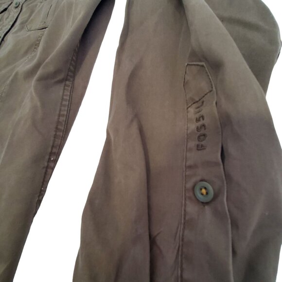 Fossil Mens Vintage Fit Long Sleeve ButtonUp Shirt Size Large Olive Green Cotton - Picture 4 of 8
